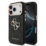 Guess İphone 18 Pro Kılıf Lisanslı Gold Çerçeve 4G Desenli Metal Büyük 4G Ve Yazı Logolu Kapak Siyah
