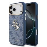 Guess İphone 18 Pro Max Kılıf Lisanslı Gold Metal Kamera Çerçeve Metal Büyük 4G Ve Yazı Logolu Mavi