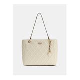 Guess Isemay Kadın Tote Çanta, Kapitone Desen, Krem
