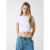 Guess Jeans Kadın Boxy Fit T-Shirt, Beyaz, L Beden