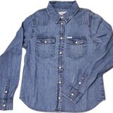 Guess Jeans Standart Düz Mavi Kadın Gömlek GJ SLIM LS DENIM SHI - ECO ORG CO A
