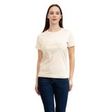 Guess Jersey Kadın Boxy Fit Bisiklet Yaka T-Shirt, Ekru, L