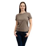 Guess Jersey Kadın Boxy Fit Bisiklet Yaka T-Shirt, Kahverengi, L