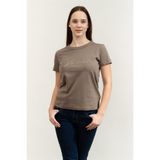 Guess Jersey Kadın Boxy Fit Bisiklet Yaka T-Shirt Kahverengi