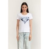 Guess Jersey Kadın Slim Fit Bisiklet Yaka T-Shirt Beyaz