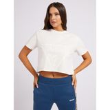 GUESS Kadın ADELE CROP TİŞÖRT Tişört (1'li paket), Mavi: Beyaz, XL