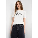 Guess Kadın Aktif Regular Fit T-Shirt, Beyaz, XS