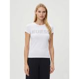Guess Kadın Aktif Slim Fit T-Shirt, Krem, L Beden