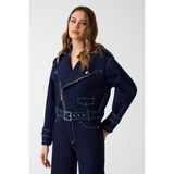 Guess Kadın Denim Ceket - Lacivert Pamuk Ağırlıklı Fonksiyonel Cepler ile Modern Tasarım