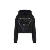 Guess Kadın Kapüşonlu, Üçgen Logolu Sweatshirt, Siyah, L Beden