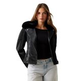 GUESS Kadın Katı Yakalı Uzun Kollu Ceket, Jet Siyah A996, M