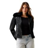 GUESS Kadın Katı Yakalı Uzun Kollu Ceket, Jet Siyah A996, XS