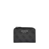 GUESS Kadın Laurel Ii Zip Around Kart Kılıfı Cüzdan, Kömür Logosu, One Size