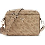 Guess Kadın Monogram Desenli Geniş Askılı Kamera Çantası %100 Poliüretan Kahverengi Şık Detaylarla