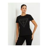 Guess Kadın T-shirt, Bisiklet Yaka, Kısa Kol, Organik Pamuk, Siyah, S Beden