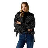 GUESS Kadın Tüvit Yakalı Uzun Kollu Ceket, Jet Siyah A996, M