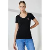Guess Kadın Üçgen Logolu Siyah T-shirt