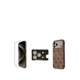 Guess Kahverengi 4g Yazı Logolu Iphone 17 Pro Max Uyumlu Telefon Kılıfı + Ekran Korucu + Kamera Lens Koruyucu 3in1 Kılıf Seti