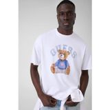 Guess Kısa Kollu Basic Ayıcıklı Erkek Beyaz T-shirt M6YI75K5409-G011