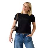 Guess Kısa Kollu Bisiklet Yaka 3D Yazılı T-shirt, M, P69737S8971, Siyah, Kadın