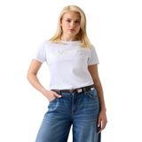 Guess Kısa Kollu Bisiklet Yaka 3D Yazılı T-shirt, S, P69994S5654, Beyaz, Kadın