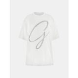 Guess Kısa Kollu Bisiklet Yaka Maxi G Zımbalı Kadın Beyaz T-shirt W6GI39K3478-G011