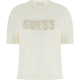 Guess Kısa Kollu Bisiklet Yaka Norah Logolu Triko Kadın Beyaz Triko W6RR47Z2NQ2-G012 - M