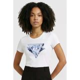 Guess Kısa Kollu Bisiklet Yaka Tüylü Üçgen Kadın Beyaz T-Shirt W6gı11k3026-G011
