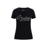 Guess Kısa Kollu Bisiklet Yaka Yazılı T-shirt, S, P69433S9219, Siyah, Kadın