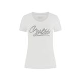 Guess Kısa Kollu Bisiklet Yaka Yazılı T-shirt, XS, P69432S1211, Beyaz, Kadın