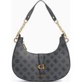 Guess Kuba Top Compartment Monogram Omuz Çantası - Siyah