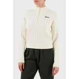Guess Lavinia Regular Fit Yarım Fermuarlı Dik Yaka Örgü Kazak V5BR02Z0572 Bayan Kazak V5BR02 Z0572 G1O6 - Ekru