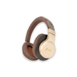 Guess Lisanslı Bluetooth Kulaklık Script Gold Serisi Metal Yazı Logolu 4G Desenli Kahverengi