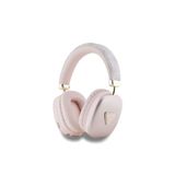 Guess Lisanslı Kulak Üstü Bluetooth Kulaklık Guess PU 4G Desenli Üçgen Logolu V5.3 Pembe
