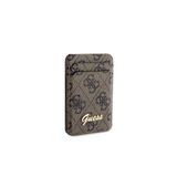 Guess Lisanslı Magnetik Standlı Kartlık 4G Desenli Metal Script Logolu Kahverengi