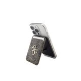 Guess Lisanslı PU Deri 4G Desenli Metal Büyük 4G ve Yazı Logolu Standlı Magnetik Kartlık Kahverengi