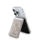 Guess Lisanslı PU Deri 4G Desenli Metal Büyük 4G ve Yazı Logolu Standlı Magnetik Kartlık Pembe