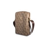 Guess Lisanslı Tablet Çantası Metal Logolu Fermuarlı 8 Inç Çapraz Omuz Askılı Kahverengi