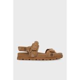 Guess Logolu Cırt Cırtlı Süet Dokulu Kadın Sandalet Kauçuk Tabanlı 39 Numara Kahve