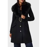 Guess Loreta Regular Fit Kemerli Çıkarılabilir Peluş Yaka Kaban 4BGL041799Z Kadın Kaban 4BGL04 1799Z Jblk - 40 - Siyah