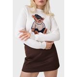 Guess Ls Cn Alicia Ayıcıklı Regular Fit Bisiklet Yaka Kazak W6BR84Z1927 Kadın Kazak W6BR84 Z1927 G012 - Beyaz