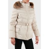 Guess Marina Regular Fit Çıkarılabilir Kapüşonlu Kemerli Mont W5BL31W2802 Bayan Mont W5BL31 W2802 A115 - Bej