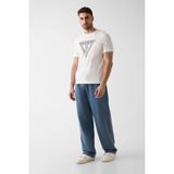 Guess Miken Erkek Aktif Regular Fit T-Shirt - Beyaz