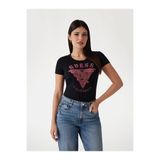 Guess Mock Kadın Slim Fit T-Shirt Siyah