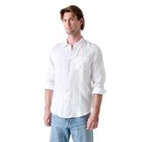 Guess Napa Erkek Keten Regular Fit Gömlek M6GH59W1827, Beyaz, S