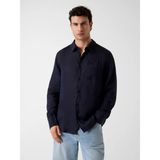 Guess Napa Erkek Lacivert Keten Regular Fit Gömlek M6GH59W1827-F73J - Mavi - XL