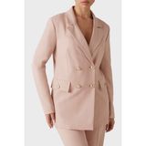 Guess New Fiona Regular Fit Mono Yaka Kruvaze Blazer Ceket W5RN49WGX02 Bayan Ceket W5RN49 WGX02 F6K9 - Pudra