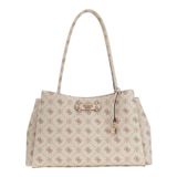 GUESS Omuz Çantası Carrie Logo Girlfriend Carryall Vanilya Logosu Krem