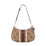 GUESS Omuz Çantası Noelle II Top Zip Shoulder Bag Latte Logo/Kahverengi Açık Kahverengi
