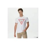 Guess Original Logo Mid Organic Stream Jersey Erkek Beyaz T-Shirt